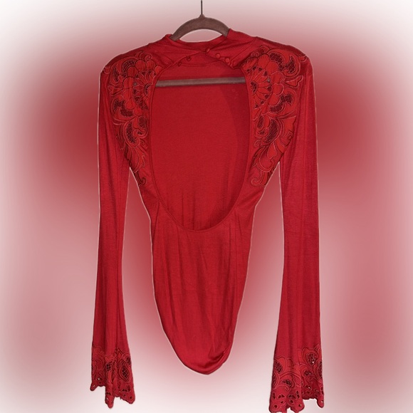 Free People XS ruby red body suit - Picture 3 of 4